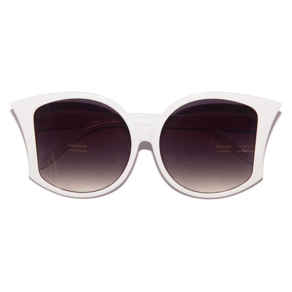 Retro 70s White Big Fan Fin Sunglasses